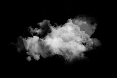 Cloud of white smoke on black background