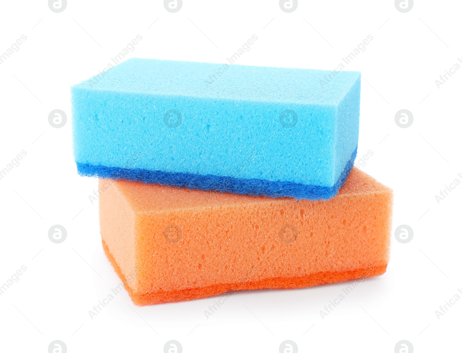 Photo of Cleaning sponges for dish washing on white background