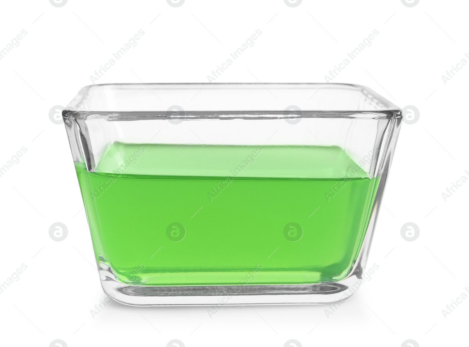 Photo of Tasty jelly dessert in glass bowl on white background