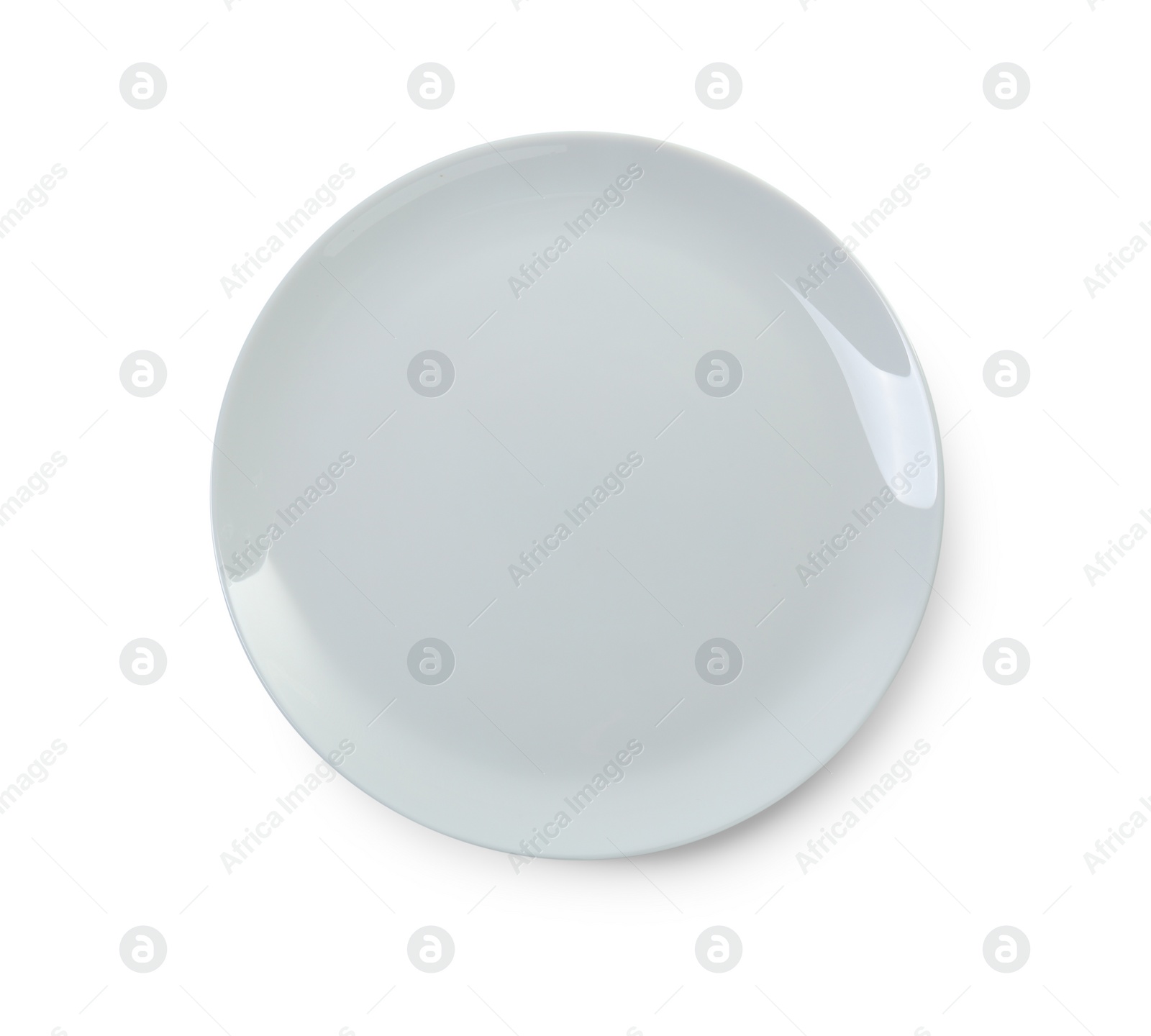 Photo of One clean ceramic plate isolated on white, top view