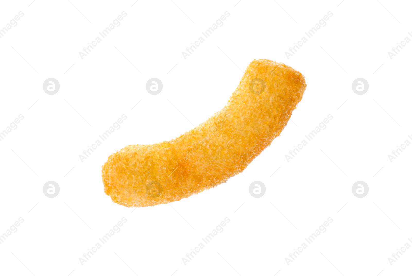 Photo of One tasty cheesy corn puff isolated on white