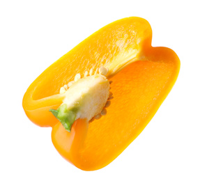 Slice of orange bell pepper isolated on white