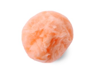 Photo of Sweet orange cotton candy isolated on white, top view