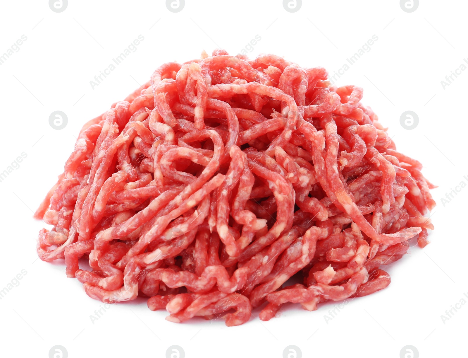 Photo of Fresh raw minced meat on white background