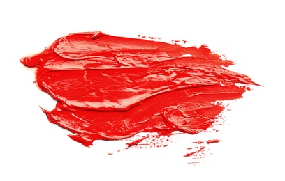 Photo of Paint stroke drawn with brush on white background