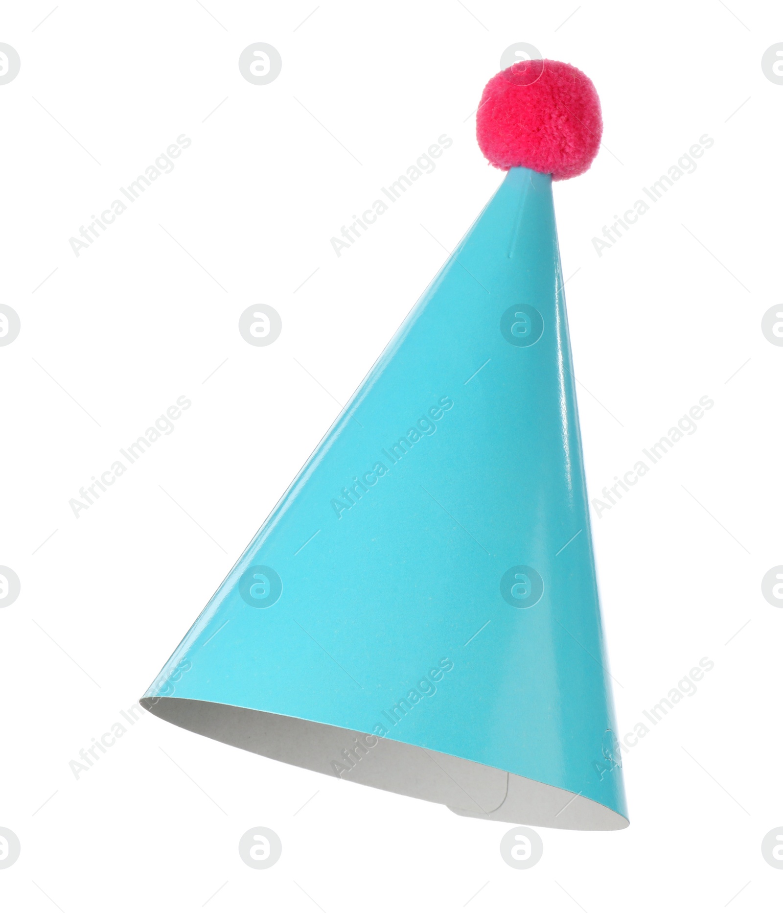 Photo of One blue party hat isolated on white