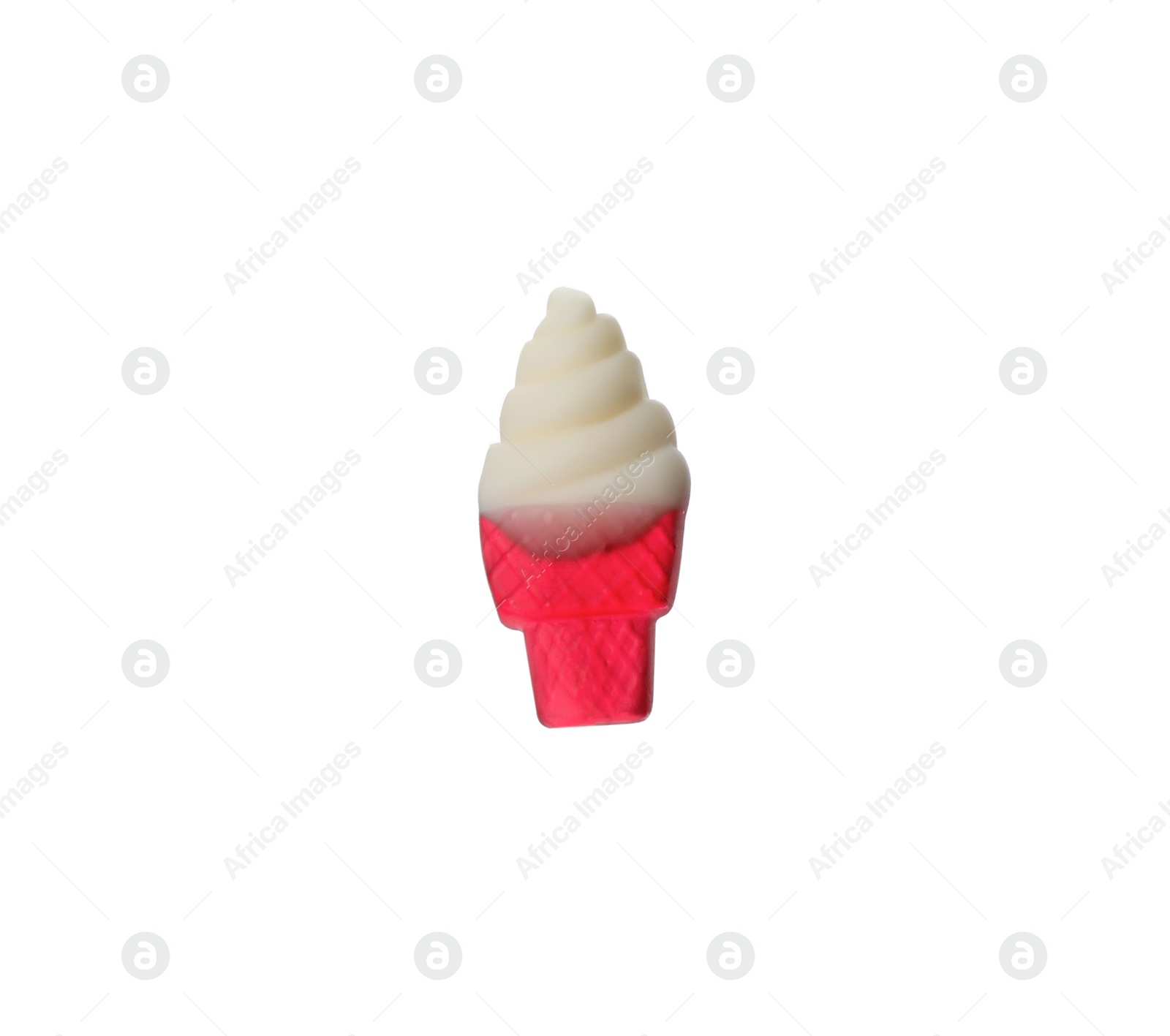 Photo of Tasty jelly candy in shape of ice cream isolated on white