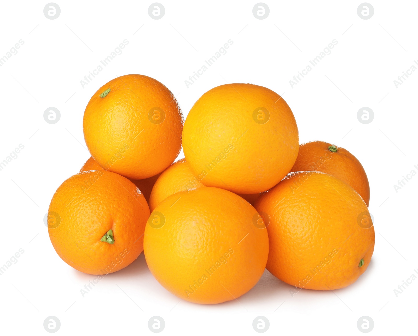 Photo of Pile of ripe oranges isolated on white