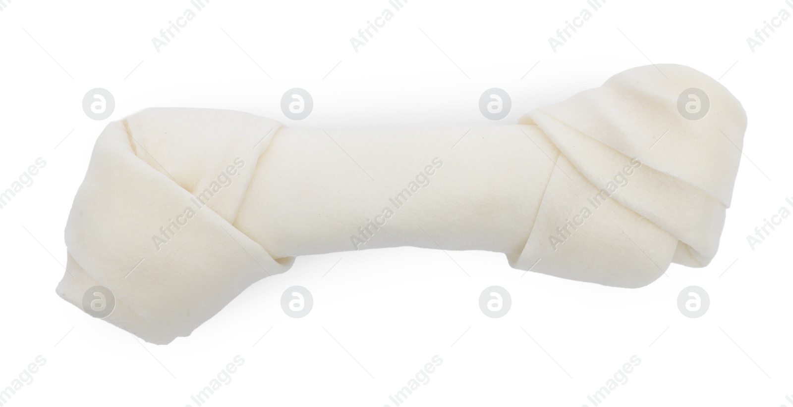 Photo of One bone dog treat isolated on white, top view