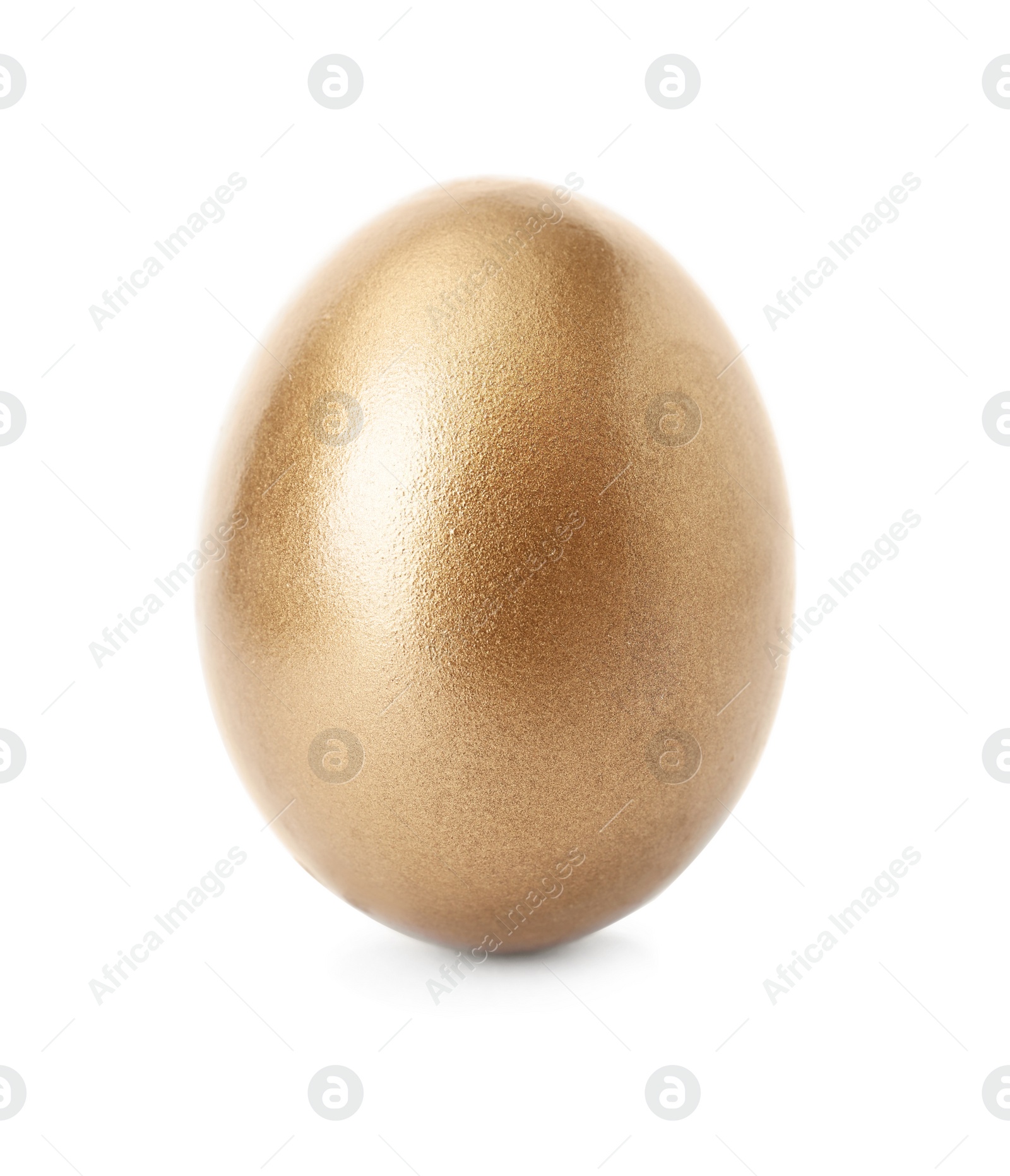 Photo of One shiny golden egg on white background