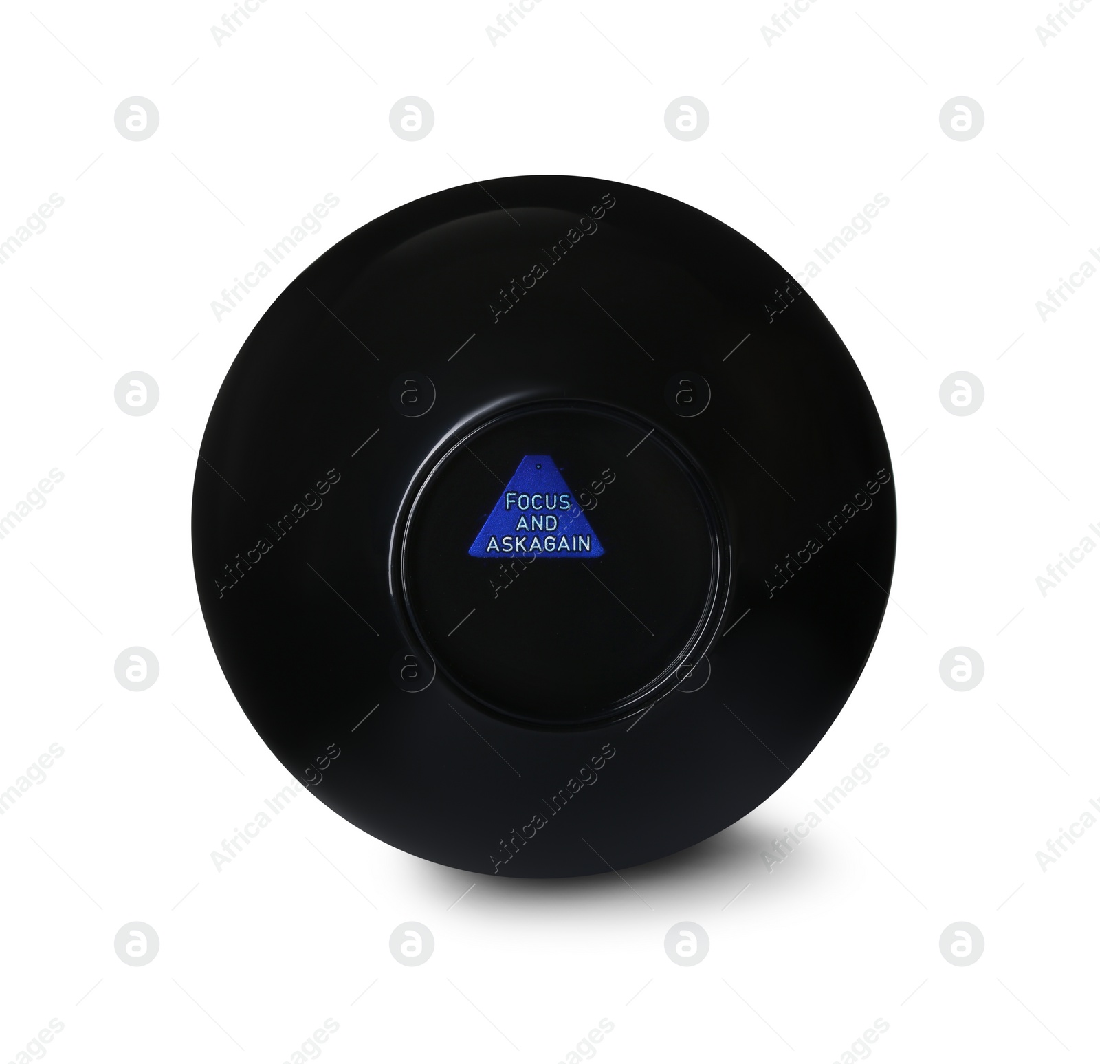 Photo of Magic eight ball with prediction Focus And Ask Again isolated on white