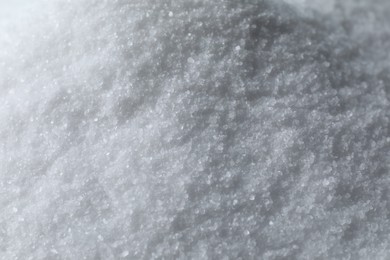 Photo of Organic white sea salt as background, above view