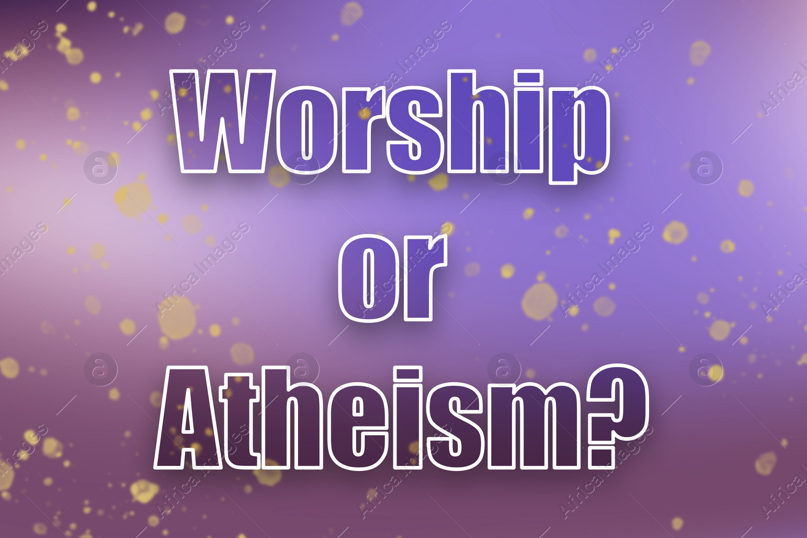 Illustration of Question Worship Or Atheism on color background