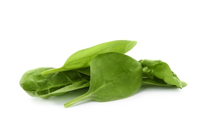 Pile of fresh spinach leaves isolated on white