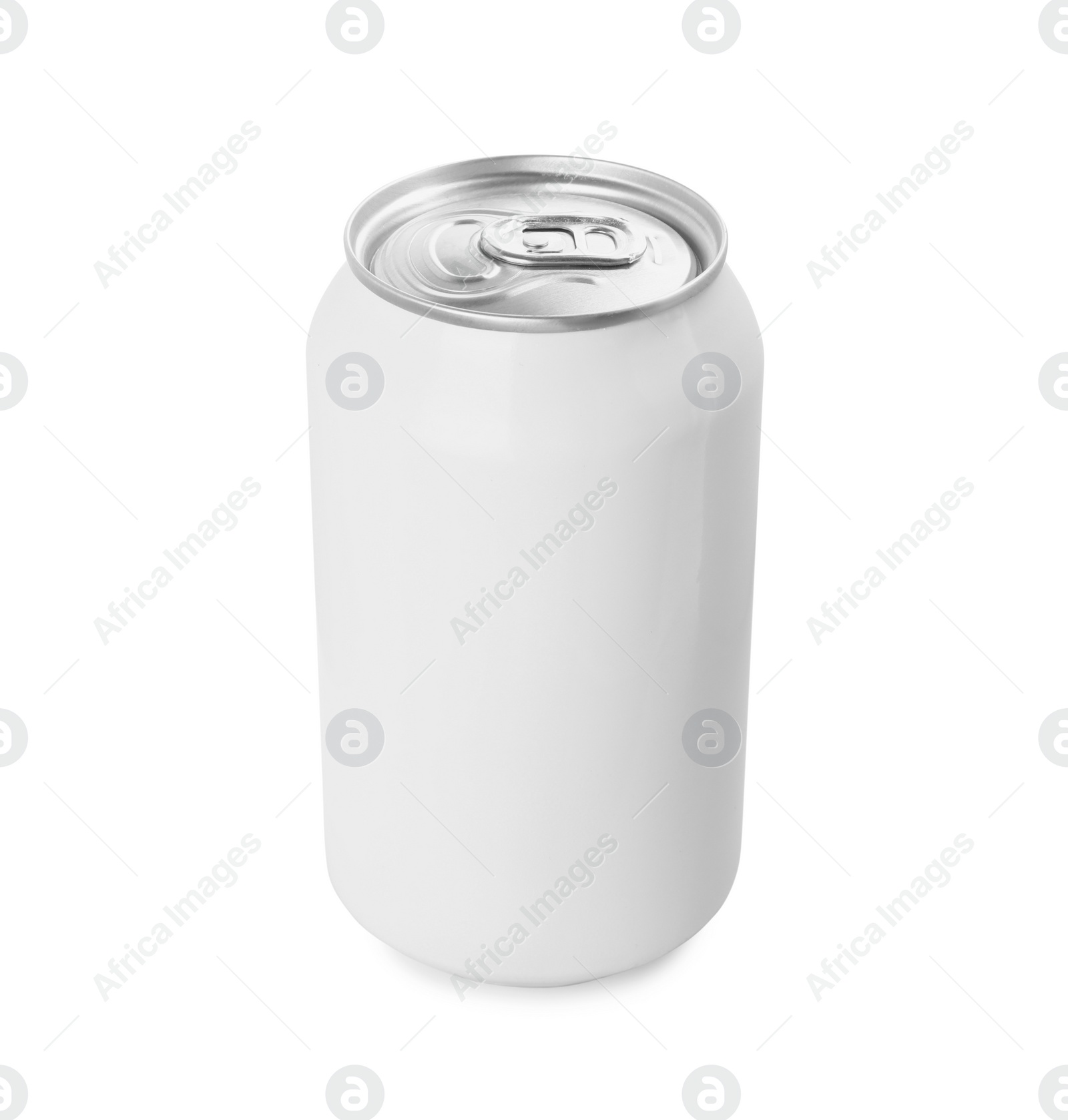 Photo of Can of energy drink isolated on white. Mockup for design