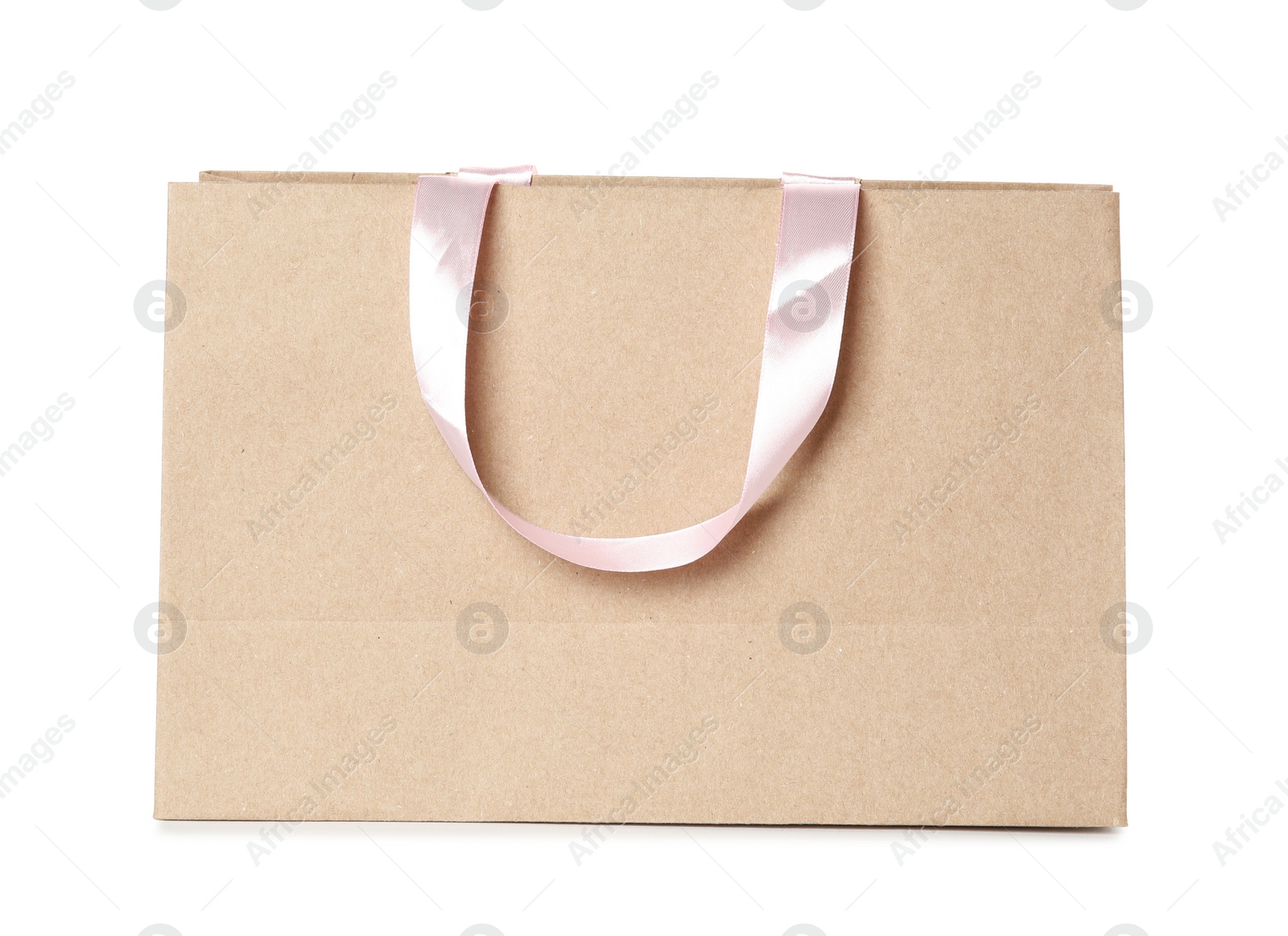 Photo of Paper shopping bag isolated on white. Mock up for design