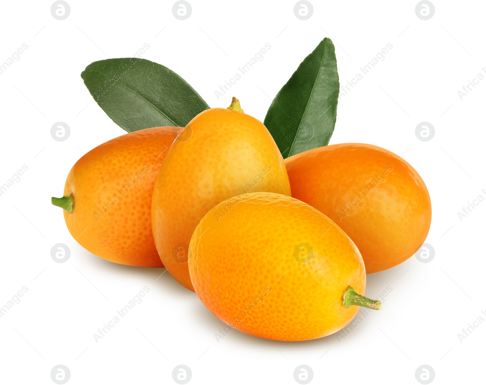 Image of Fresh ripe kumquat fruits on white background