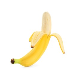 Image of Peeled delicious ripe banana isolated on white