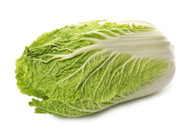 Photo of Fresh ripe cabbage on white background. Healthy food