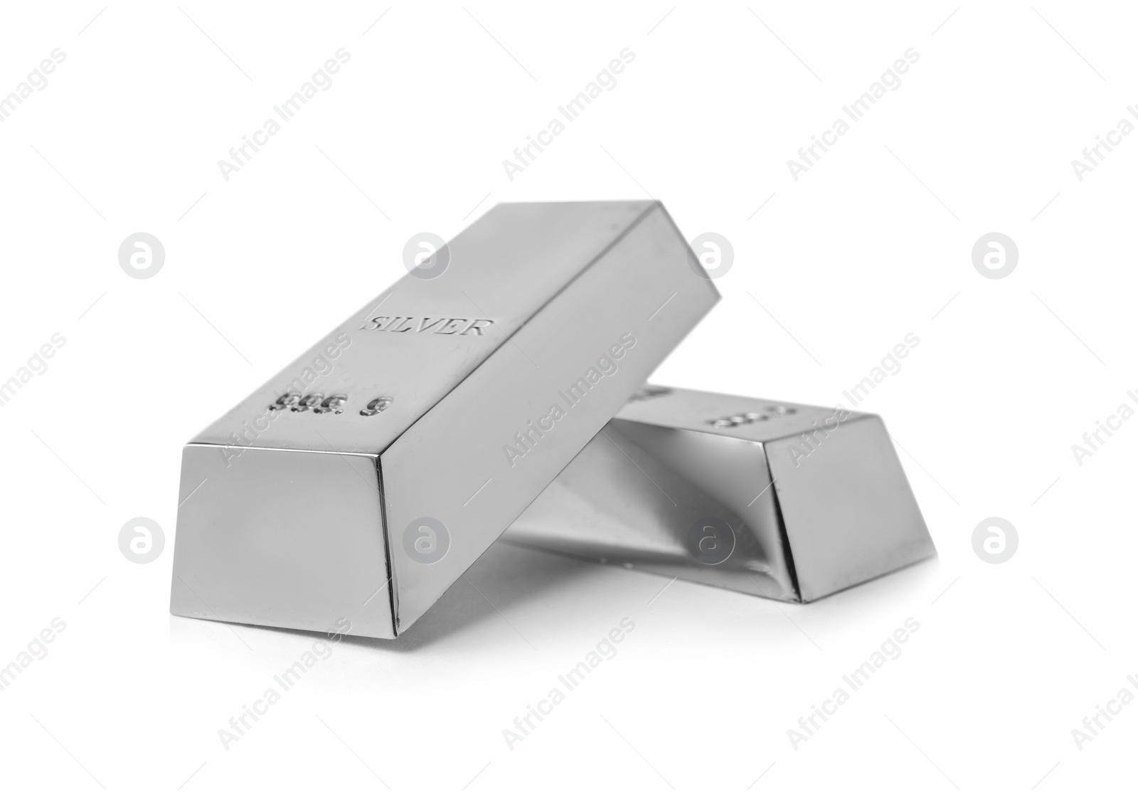 Image of Two shining silver bars isolated on white