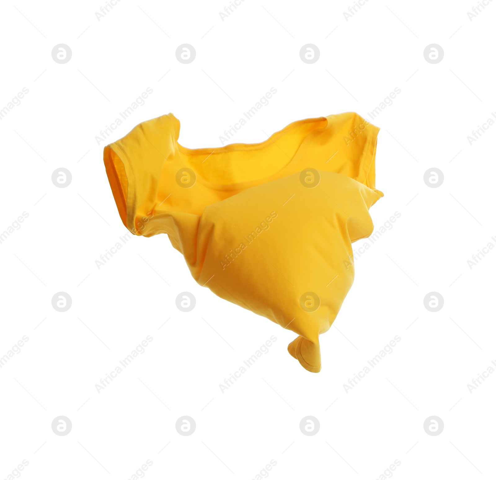Photo of Yellow t-shirt isolated on white. Stylish clothes