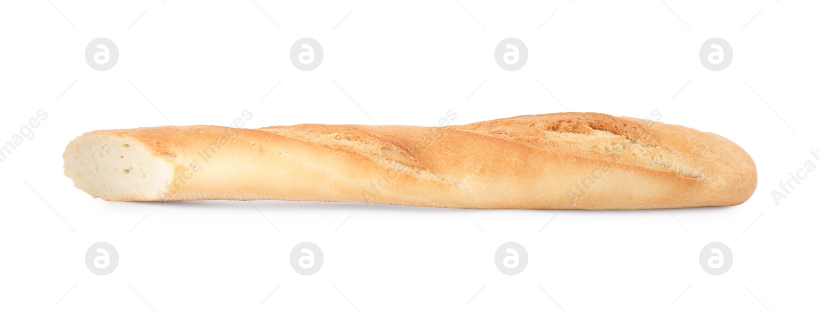 Photo of Piece of fresh baguette isolated on white