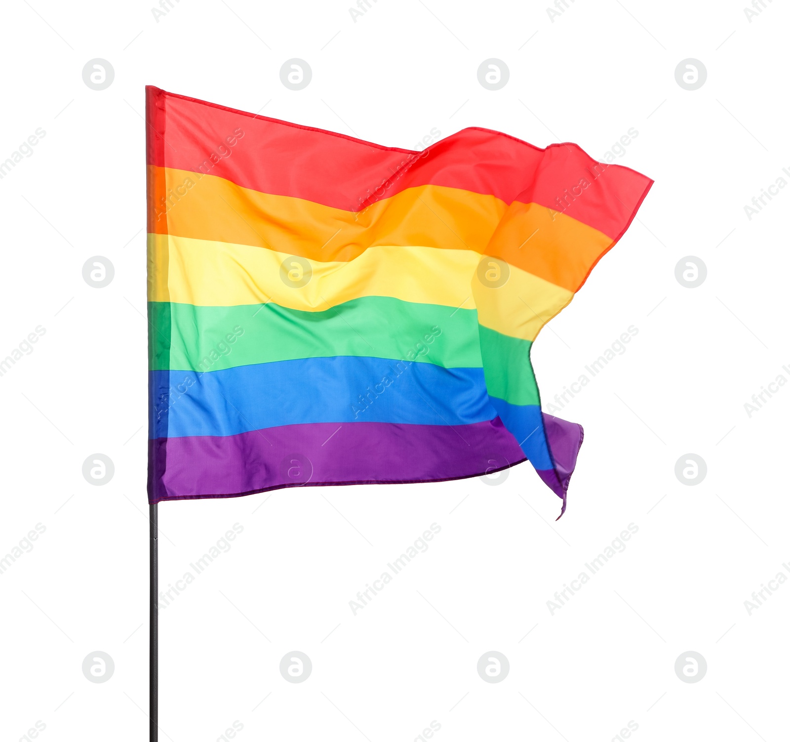 Photo of Bright rainbow LGBT flag isolated on white