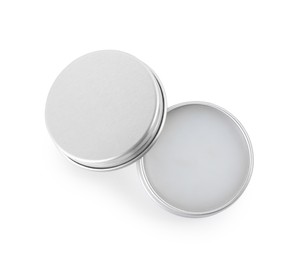 Photo of One lip balm isolated on white, top view