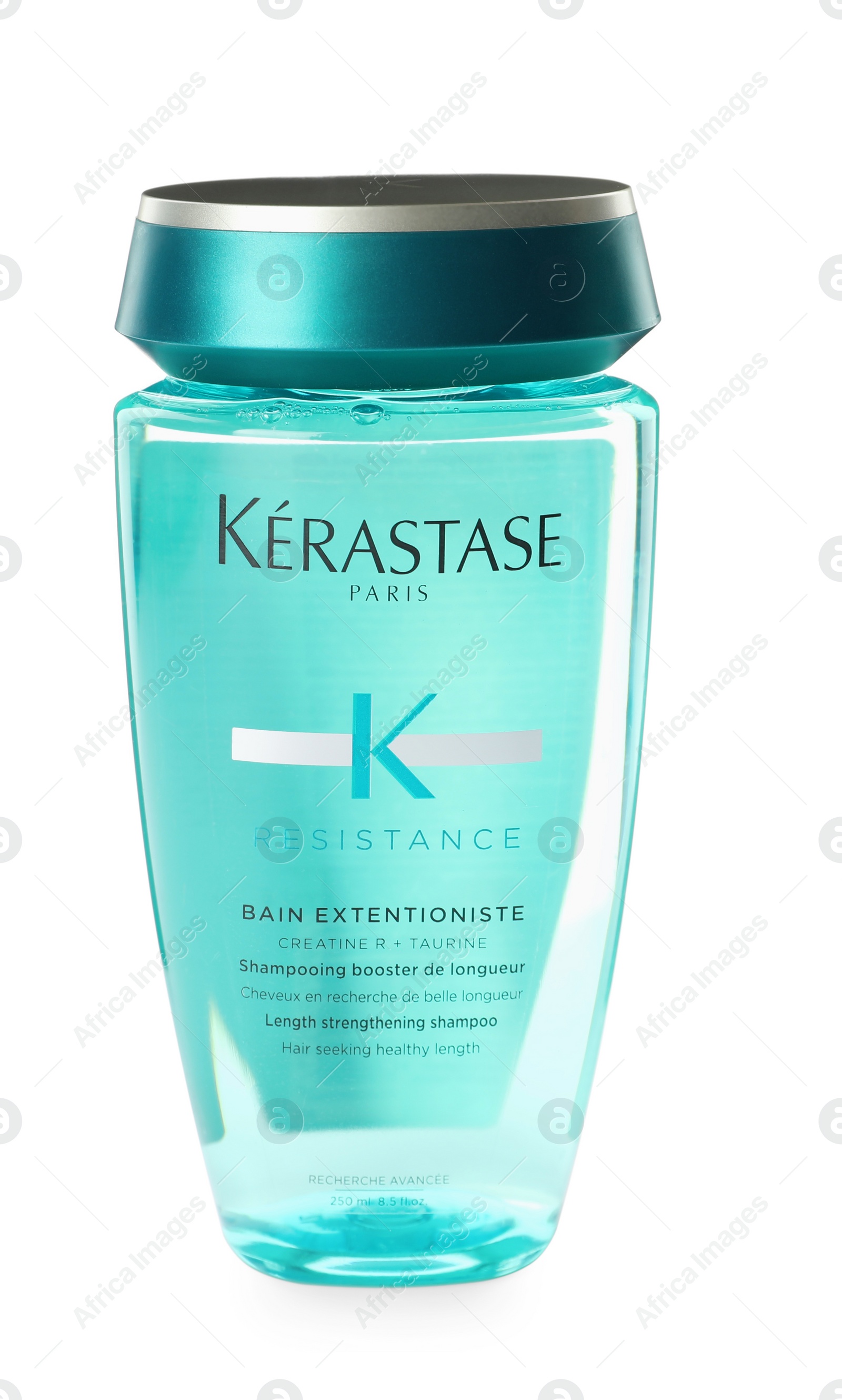 Photo of MYKOLAIV, UKRAINE - SEPTEMBER 08, 2021: Bottle of Kerastase hair care cosmetic product isolated on white