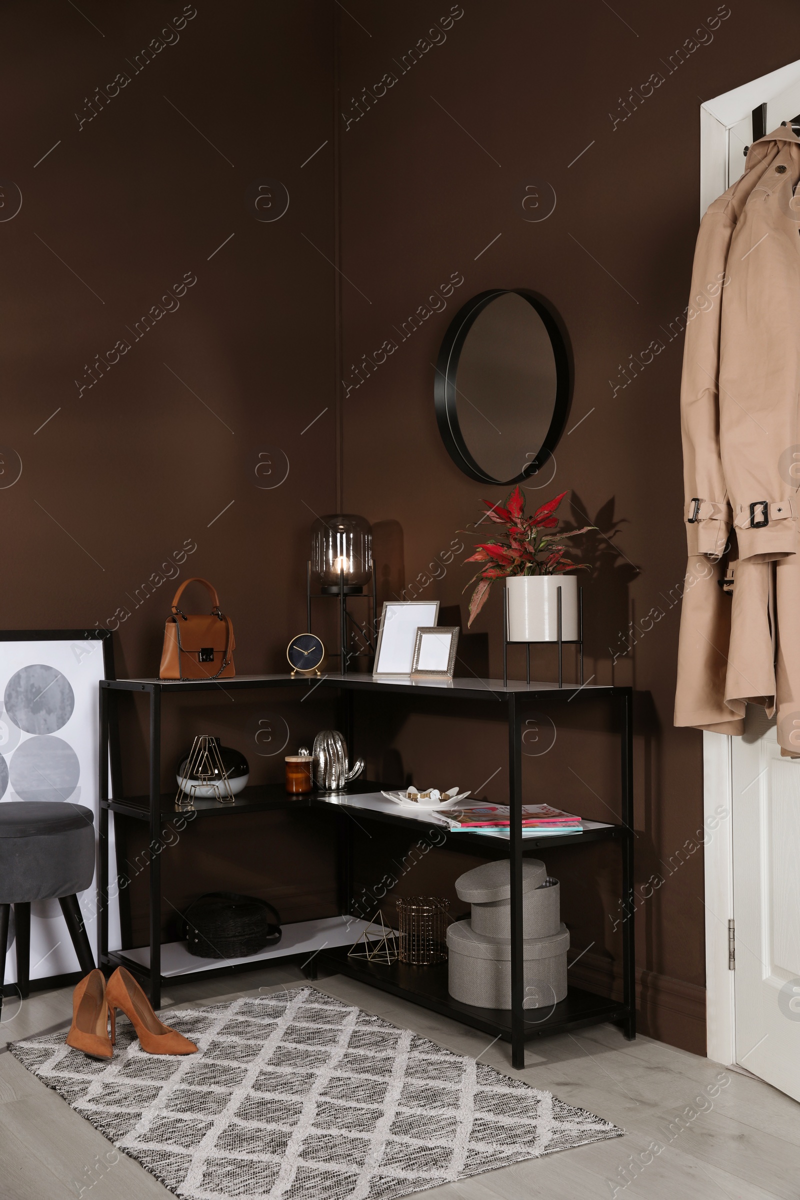 Photo of Hallway interior with console table and stylish decor