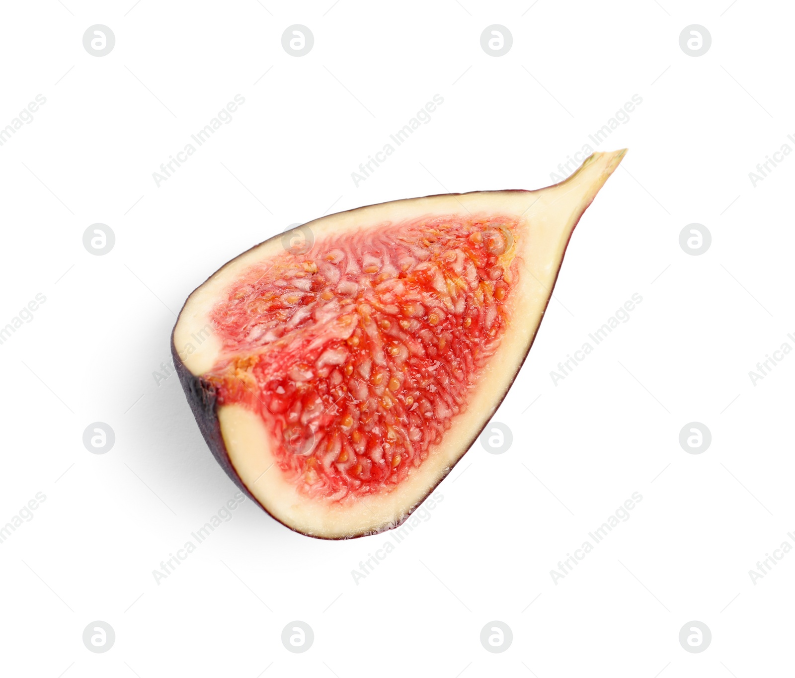 Photo of Piece of fresh fig isolated on white, top view