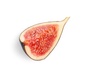 Photo of Piece of fresh fig isolated on white, top view