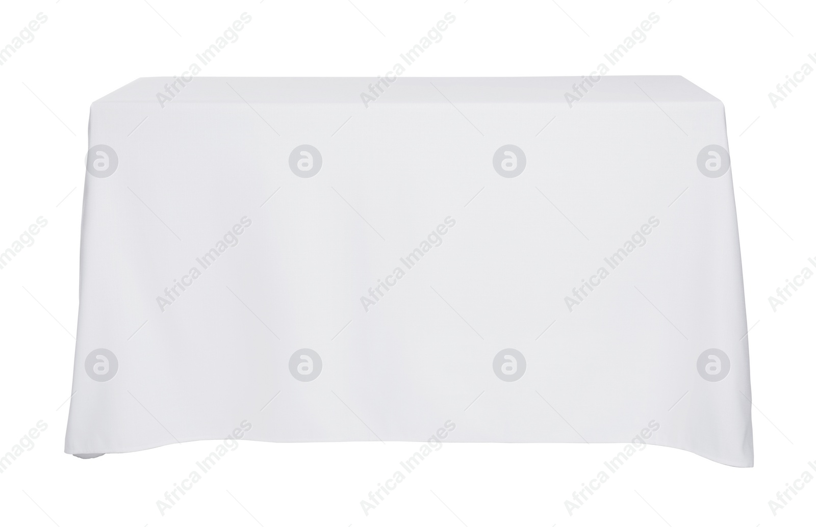 Photo of Table with white tablecloth isolated on white