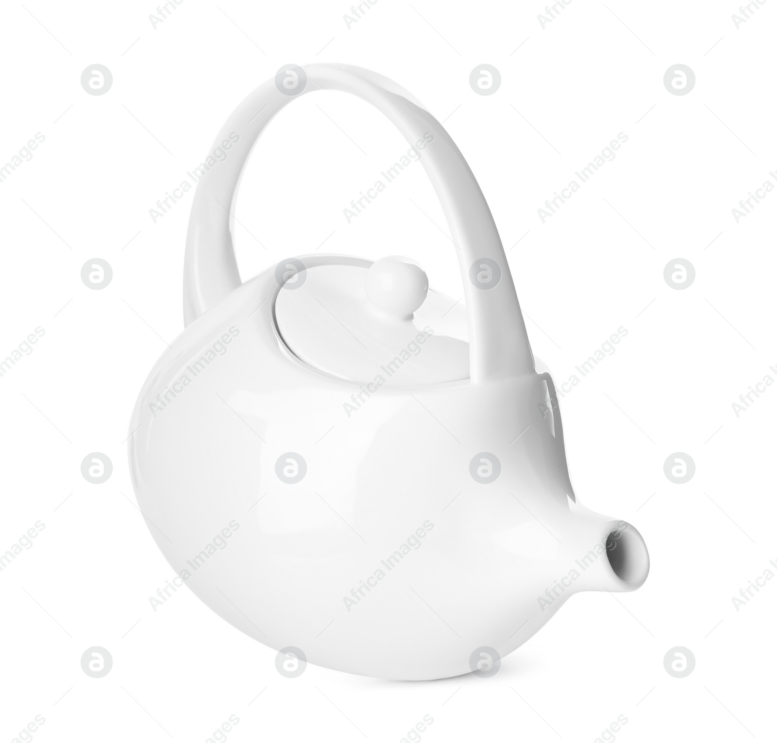 Photo of Clean empty ceramic teapot isolated on white