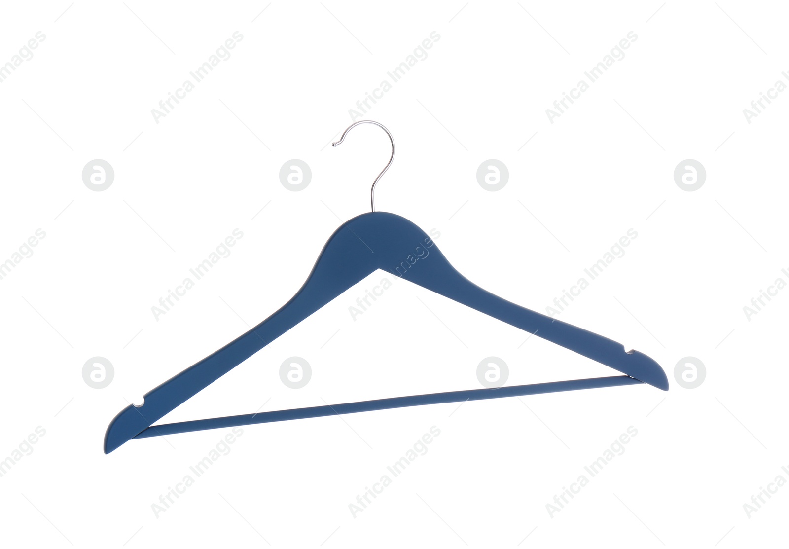 Photo of Empty hanger on white background. Wardrobe accessory