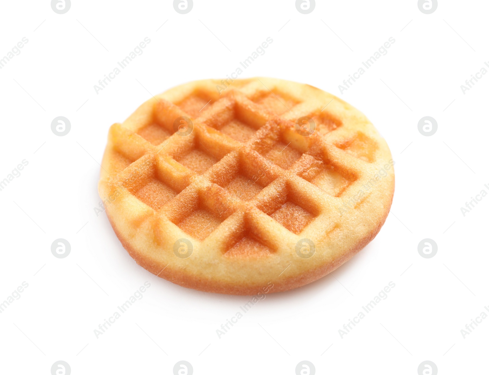 Photo of Delicious waffle for breakfast on white background