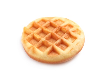 Photo of Delicious waffle for breakfast on white background