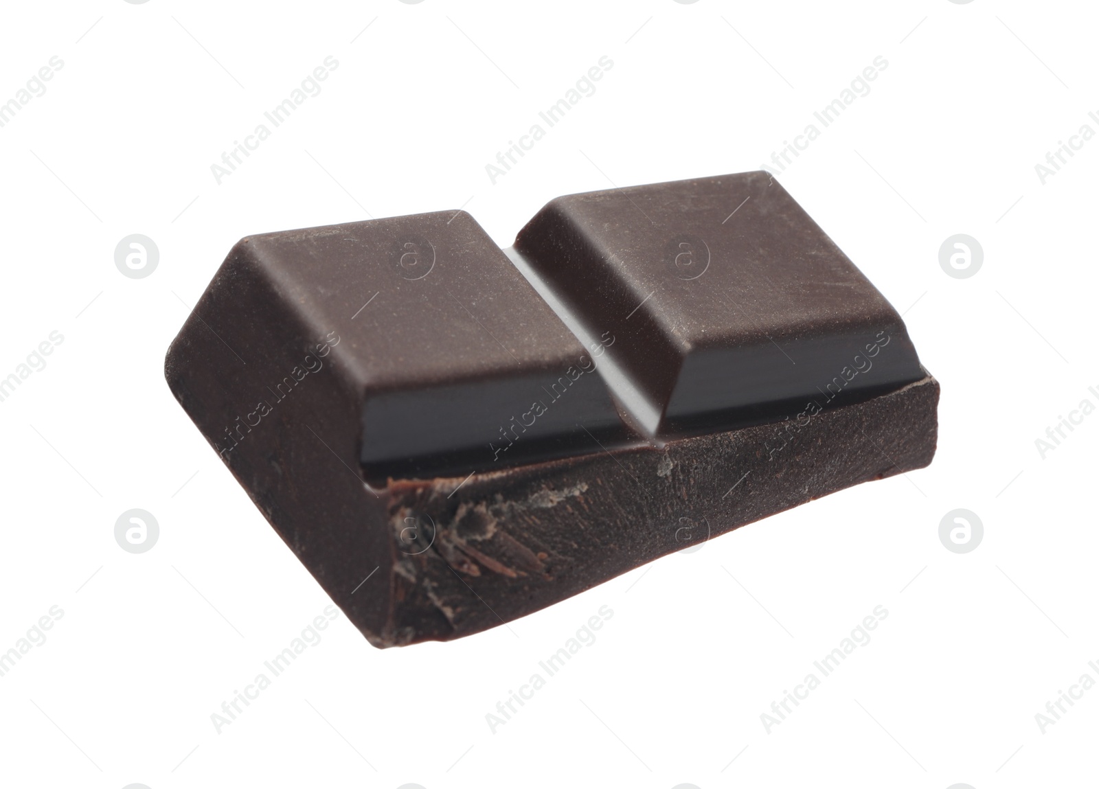 Photo of Piece of delicious dark chocolate isolated on white