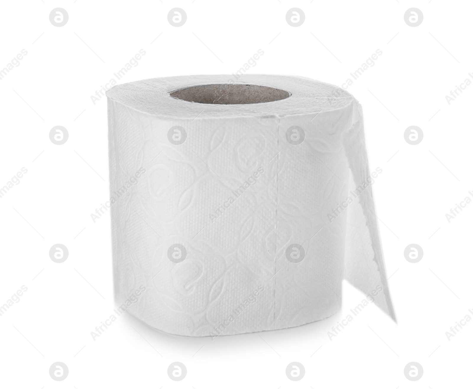 Photo of Roll of toilet paper on white background. Personal hygiene