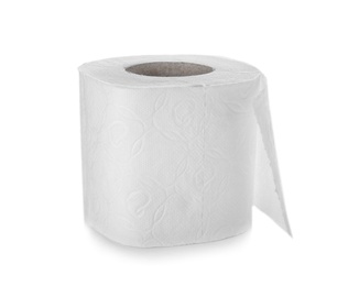 Roll of toilet paper on white background. Personal hygiene