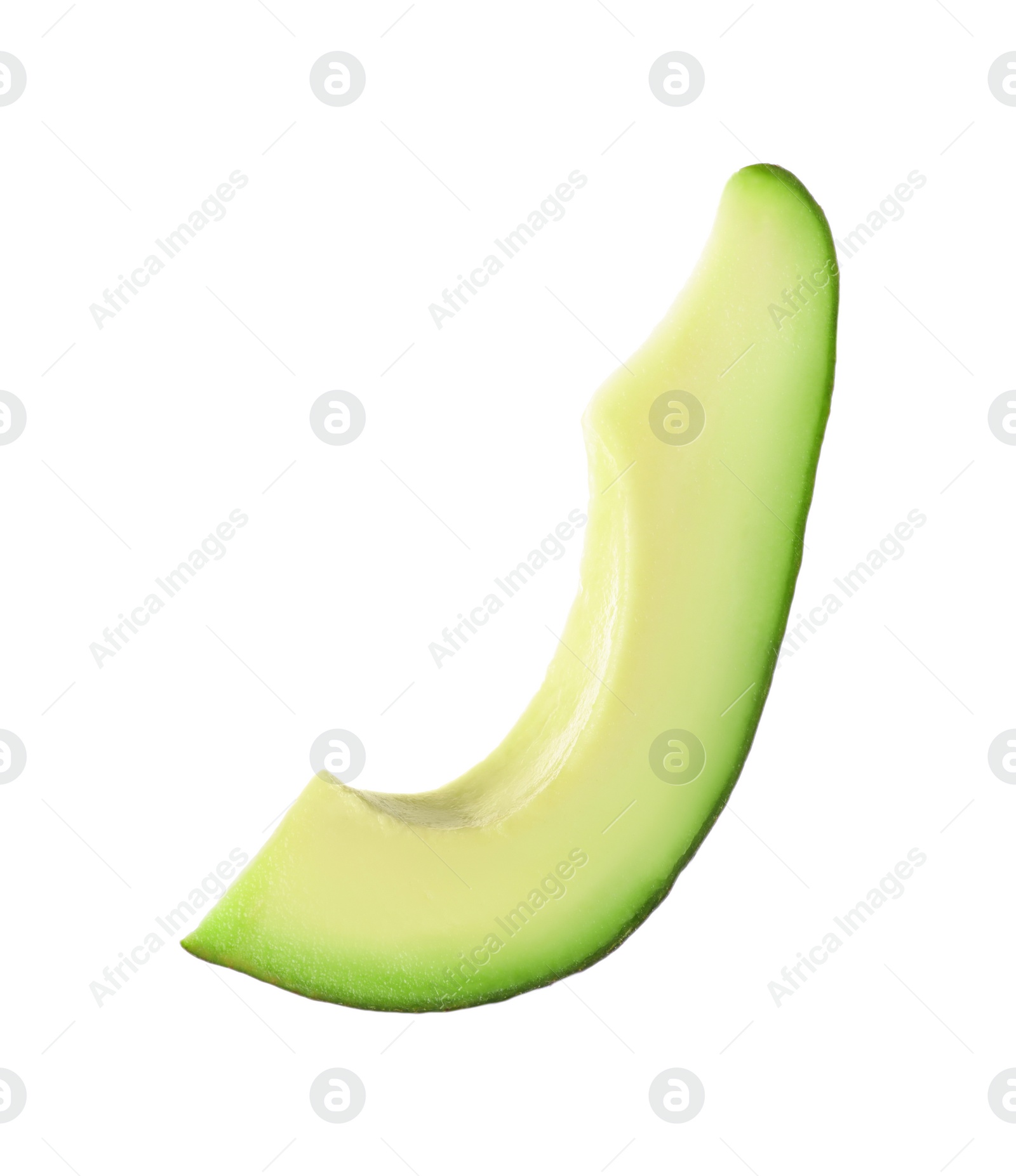 Photo of Slice of ripe avocado isolated on white