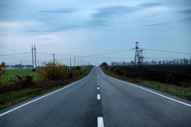 Beautiful view of asphalt highway without transport