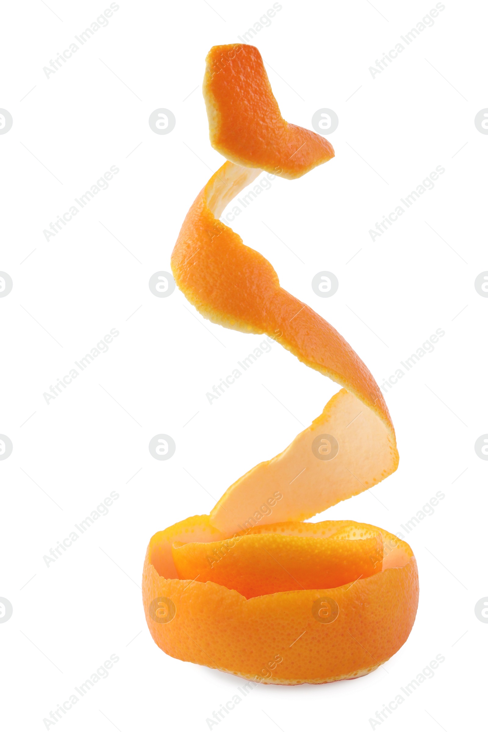 Photo of Fresh orange peel preparing for drying isolated on white