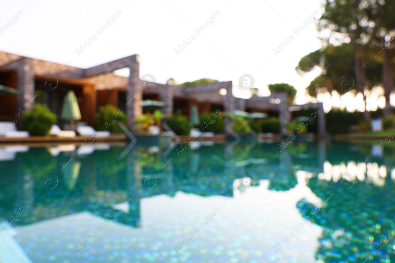 Photo of Outdoor swimming pool at resort, blurred view