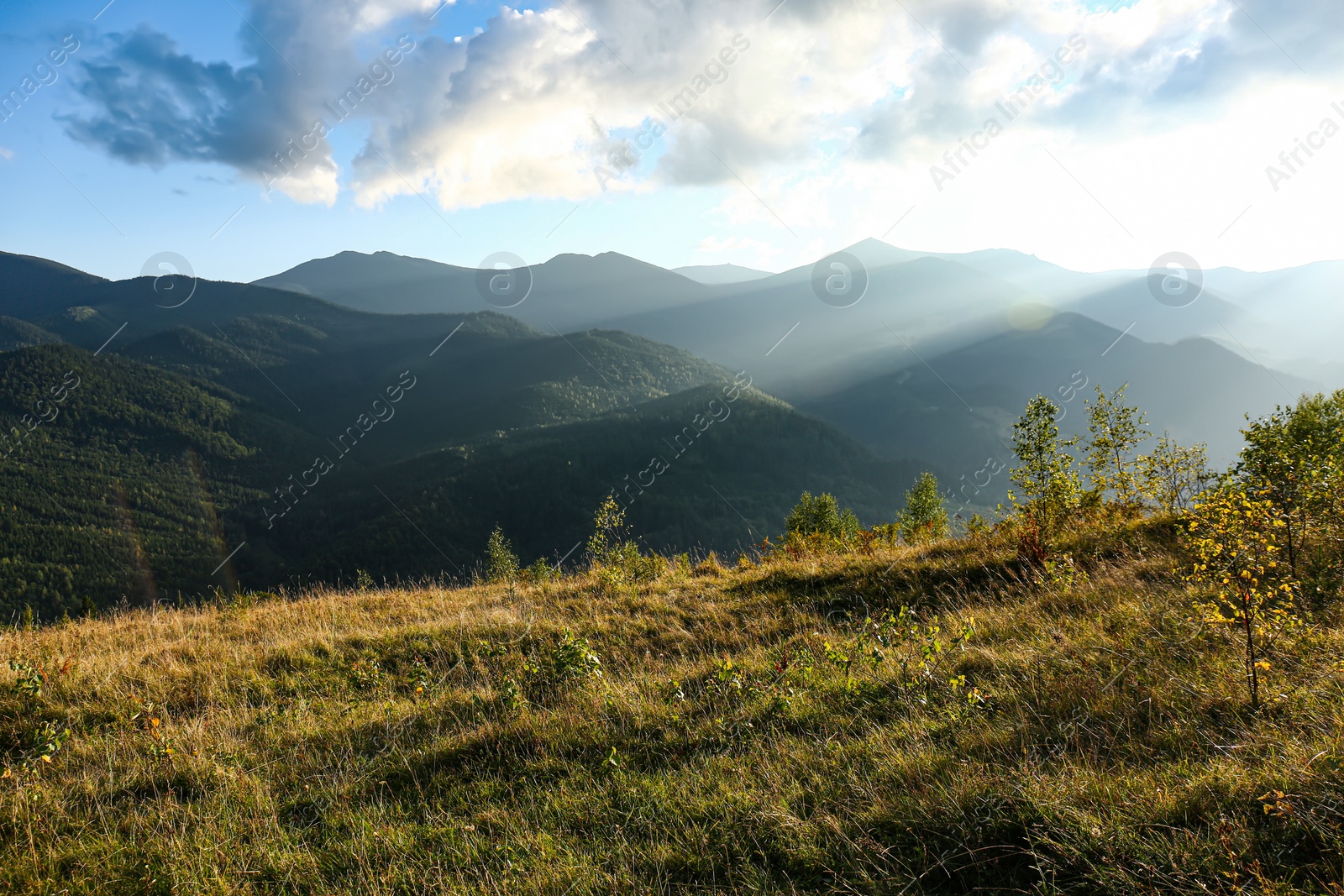 Photo of Picturesque view of beautiful mountains at sunset