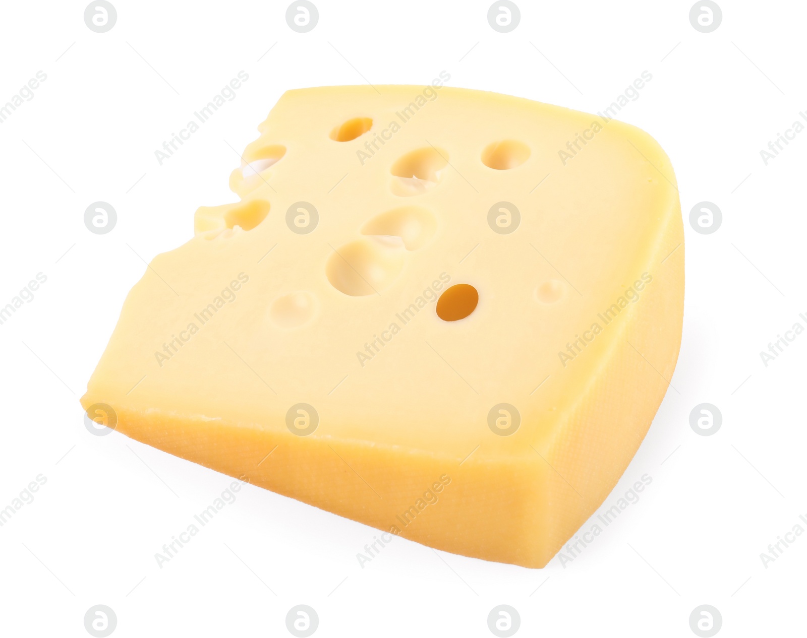 Photo of Piece of delicious cheese isolated on white