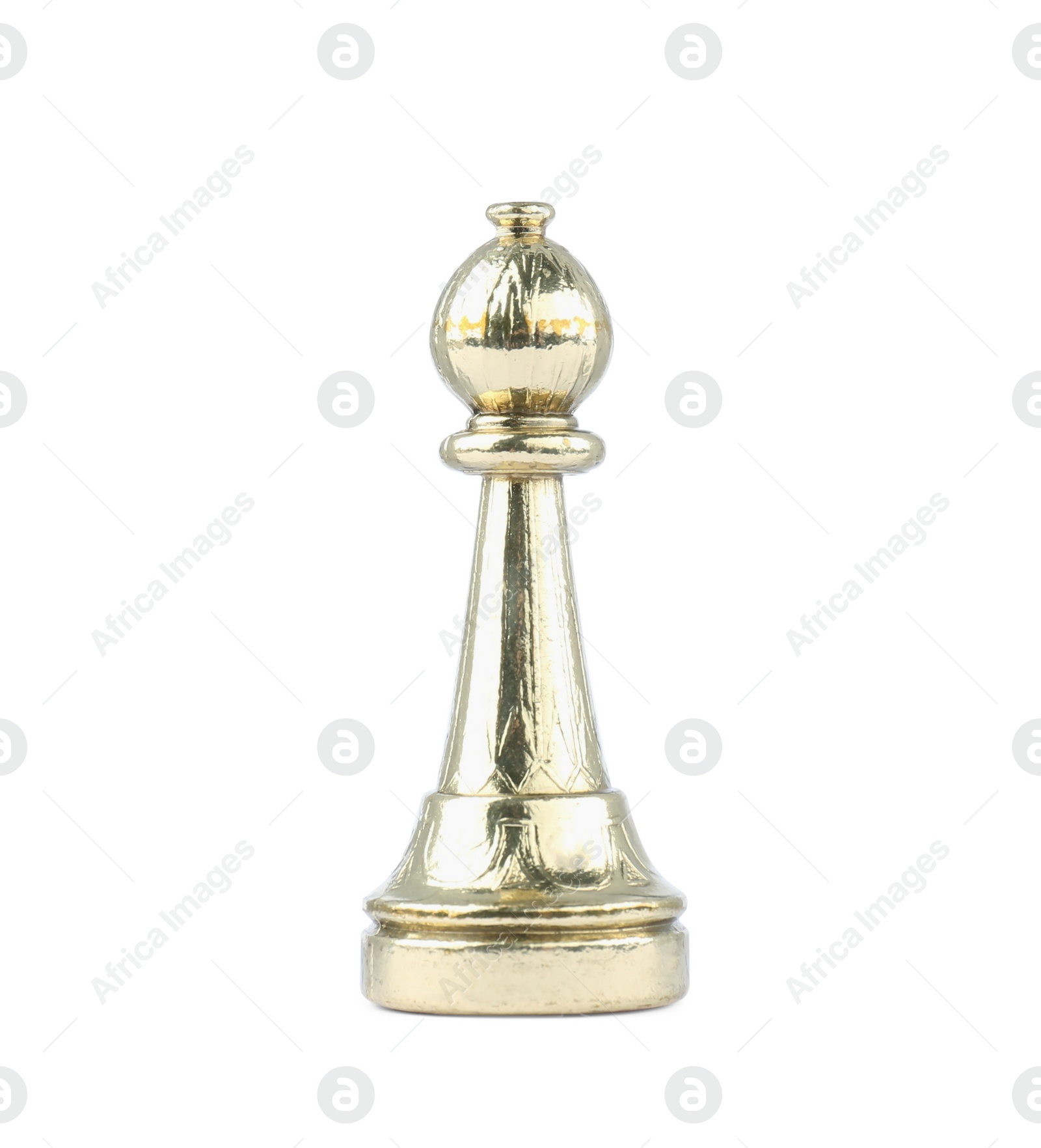 Photo of Golden bishop isolated on white. Chess piece