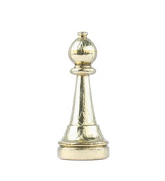Photo of Golden bishop isolated on white. Chess piece
