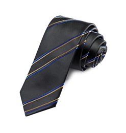 One striped necktie isolated on white. Men's accessory