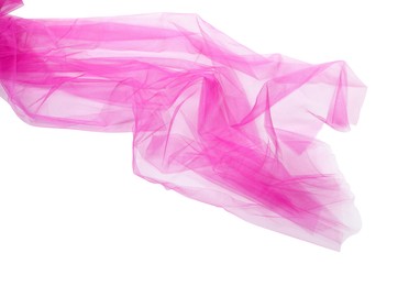 Beautiful pink tulle fabric on white background